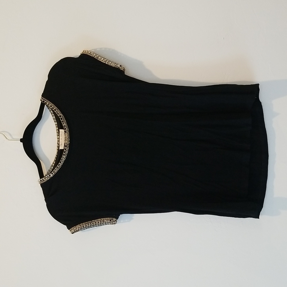 Sexy black top with Gold metal detailing